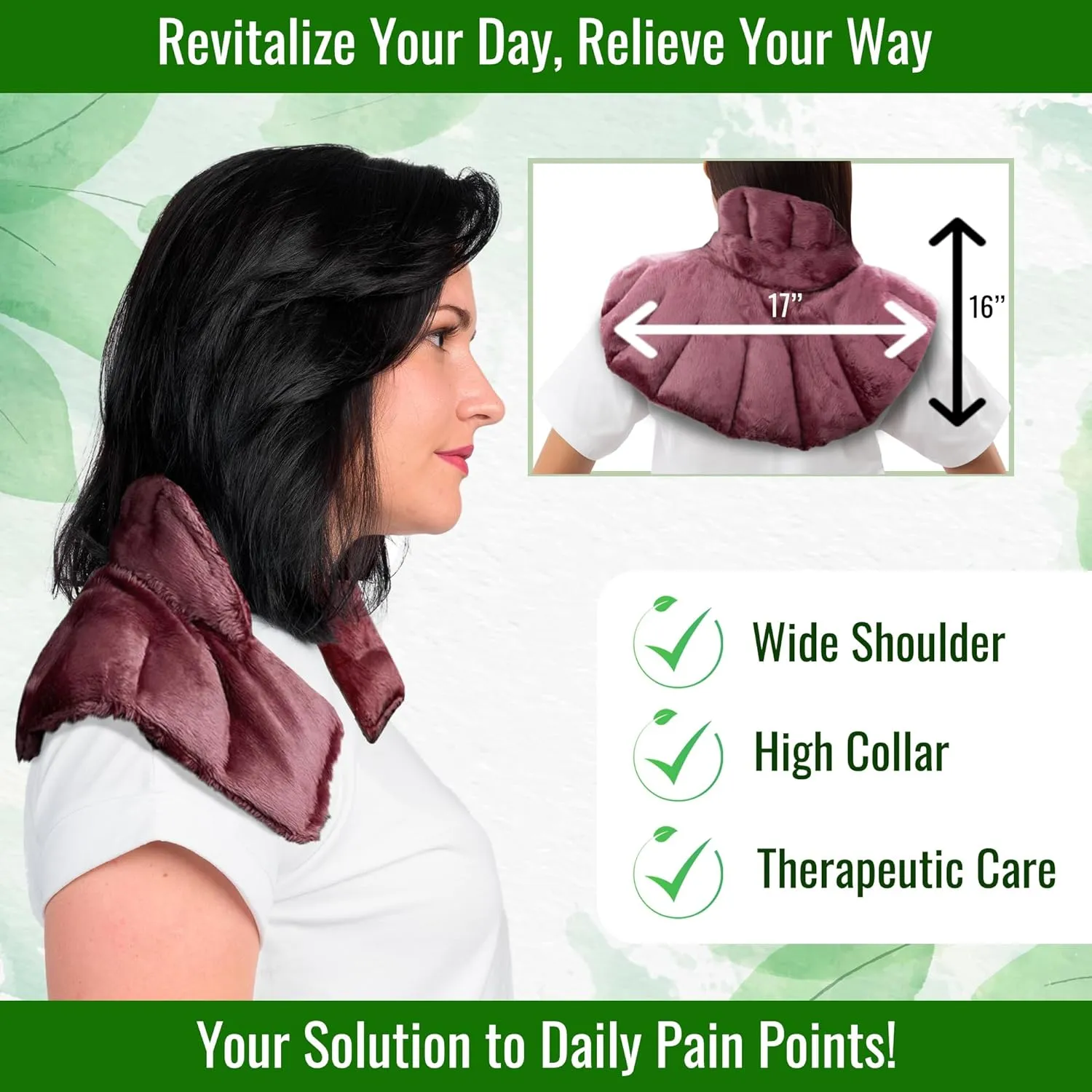 Herbal Concepts Neck and Shoulder Hot and Cold wrap Aromatherapy with 12 Herbs Wheat and Flax Seed for Weight Stress and Pain Relief, Mauve