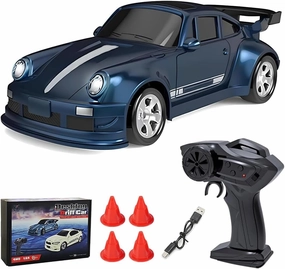 High-Speed 4WD RC Drift Car, 1/64 Scale 2.4G Proportional Control RC Car with LED Light, Portable RC Racing Toy for Hobbyist