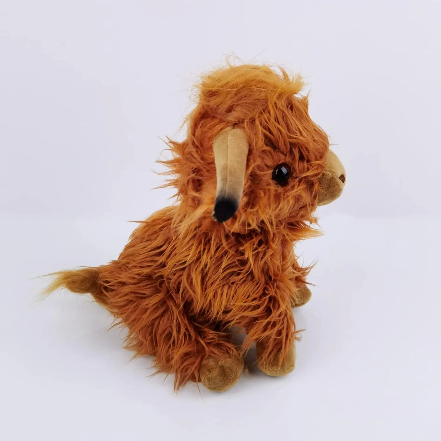 Highland Cow Stuffed Animal Realistic Fluffy Scottish Plush Cow Farm Toys (Brown)