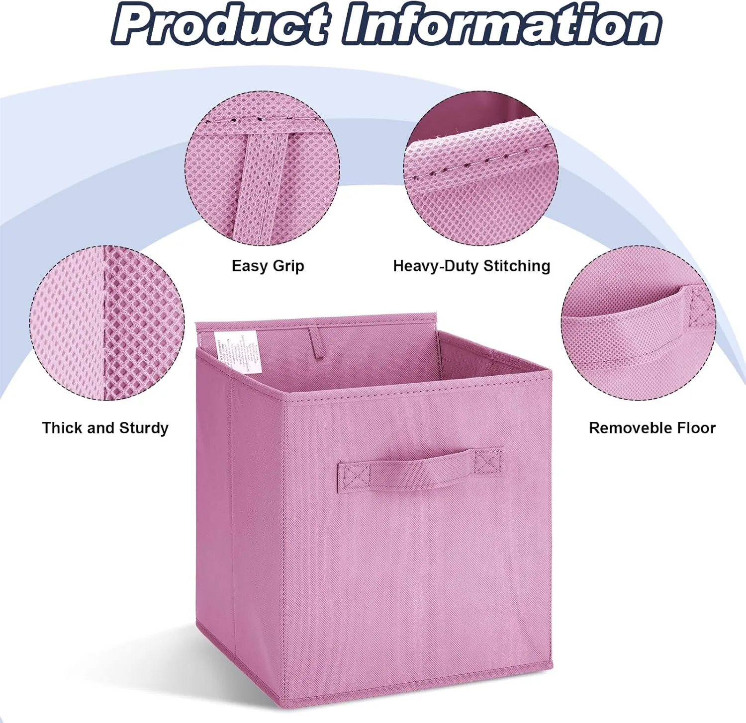 Hillban 24 Pcs Storage Cubes 11'' Collapsible Storage Bins Bulk Fabric Storage Cubes Basket with Dual Handles Organizer Storage Cubes for Closet Toy Classroom Shelf Kids Room(Light Gray, Light Pink)