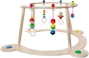 Holzspielzeug 20044 Wooden Baby Walker and Arch Play Bear Series Henry Bear Handmade with Colourful Characters and Rattles for Worry-free Play and Learning (Multicoloured)