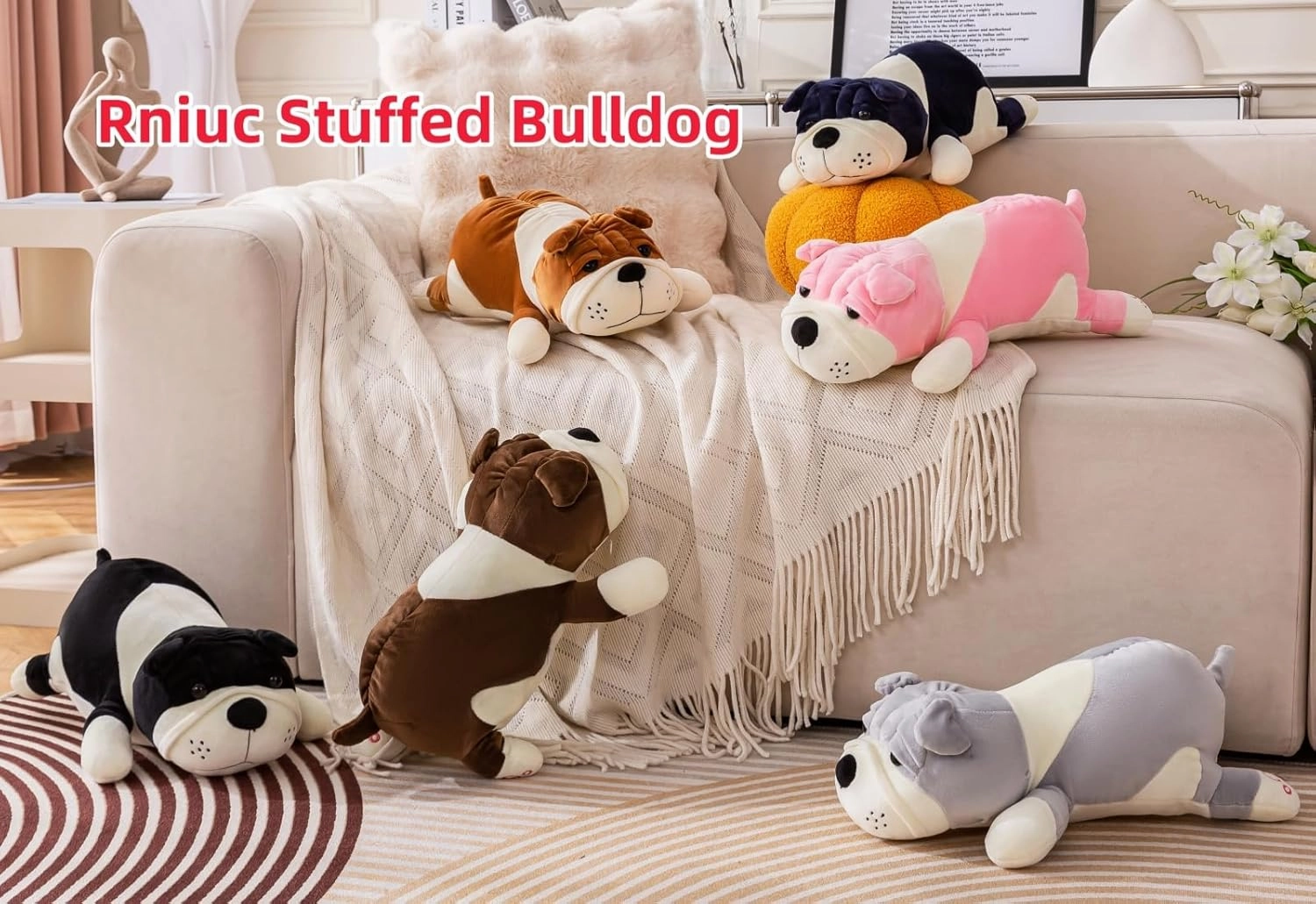 Hugging Plush Bulldog Weighted Stuffed Animal Stuffed Bulldog Plush Toy Boys Girls Children's Day Gifts Gray 31.4in/80cm