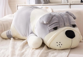 Hugging Plush Bulldog Weighted Stuffed Animal Stuffed Bulldog Plush Toy Boys Girls Children's Day Gifts Gray 31.4in/80cm
