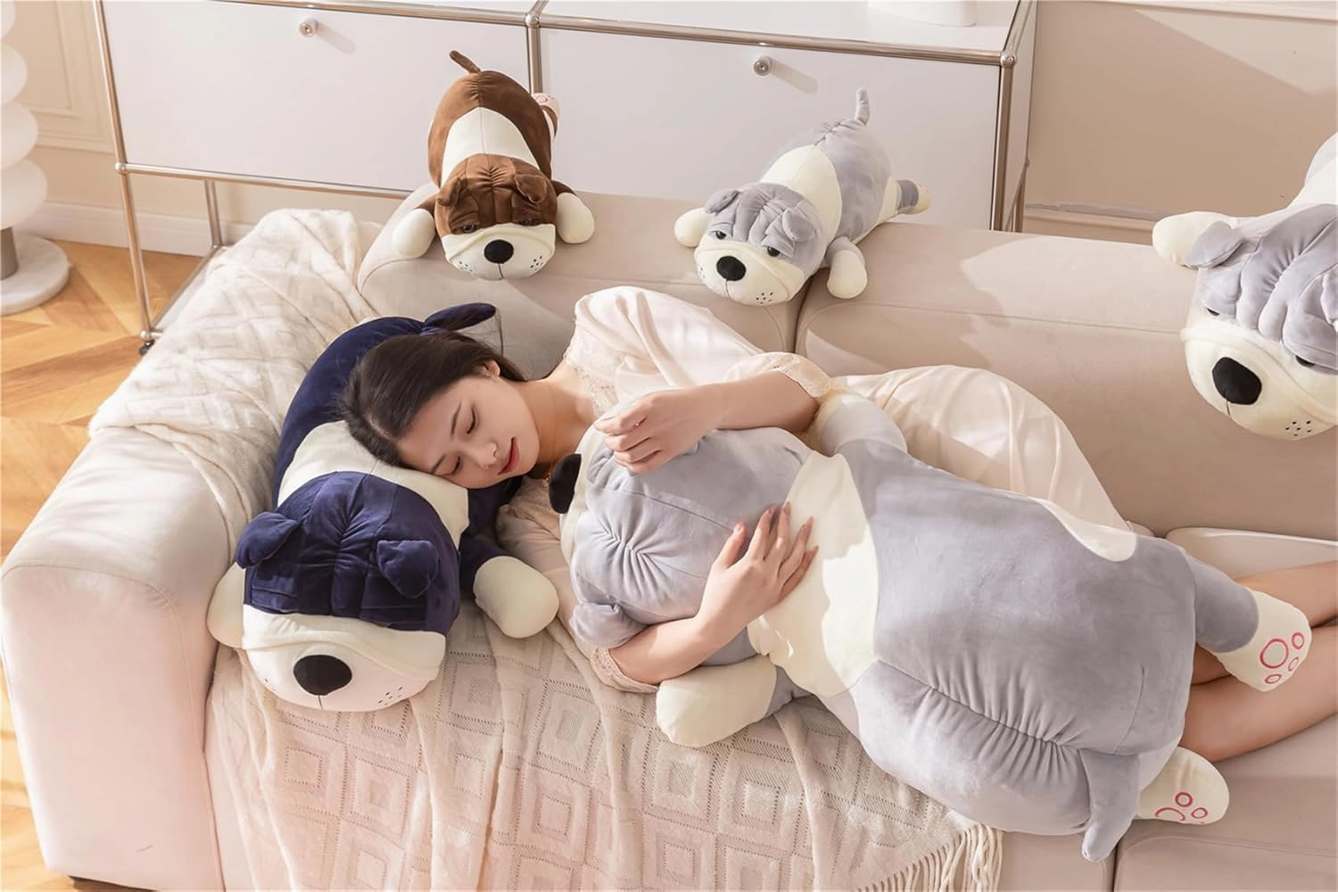 Hugging Plush Bulldog Weighted Stuffed Animal Stuffed Bulldog Plush Toy Boys Girls Children's Day Gifts Gray 31.4in/80cm