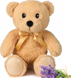 Hungdao Bear Stuffed Animal 9 Inch Microwavable Heatable Plush Toy Lavender Scented Warmies for Adults Kids Soothing Baby Shower Warm Gift Birthday Party Favors(Cute Bear)