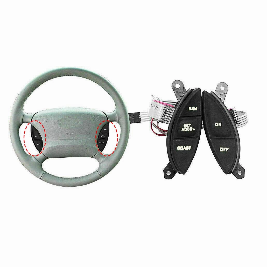 HUSUKU Steering Wheel Mounted Cruise Control Switch Buttons Kit Replacement Fit for 1998-2003 Ford Ranger 2001-2005 Ford Explorer Sport Trac F150 Mercury Mountaineer B3000 F87Z9C888BB (Black)