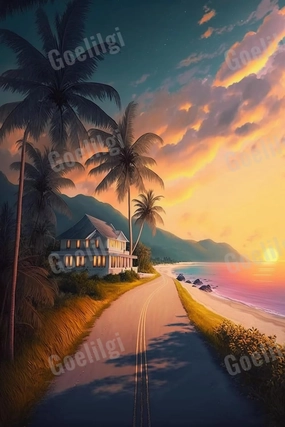 IEFSCAY Diamond Painting Kits Dusk Sea Diamond Painting Stress Relief Office Gift & Graduation Decorations Class of 2024 - DIY Diamond Hand Embroidery Kit for Room Decor 50X60cm
