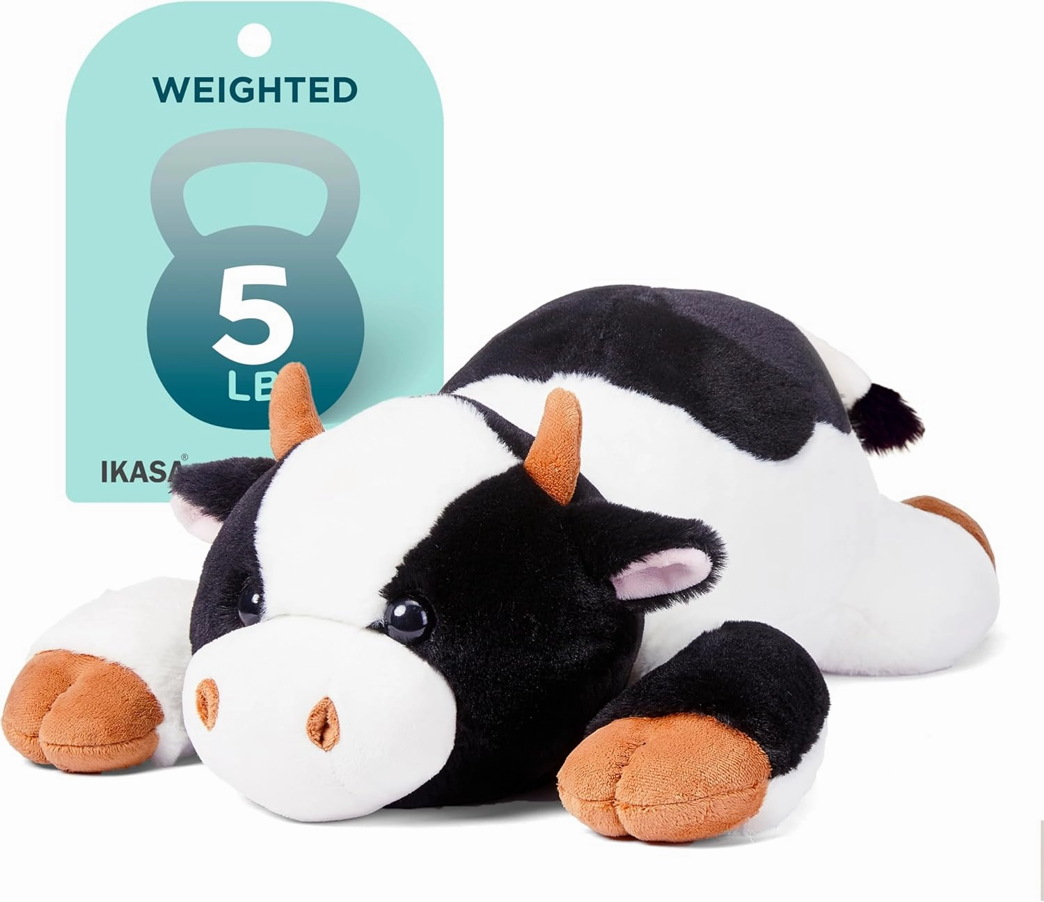 IKASA 5 lbs Weighted Stuffed Animal Cow Plush Toy,26 inches Giant Large Big Jumbo Soft Toys, Cute Huge Size Fluffy Heavy Fat Oversized Plushie,Gifts for Adults Kids Boys Girls