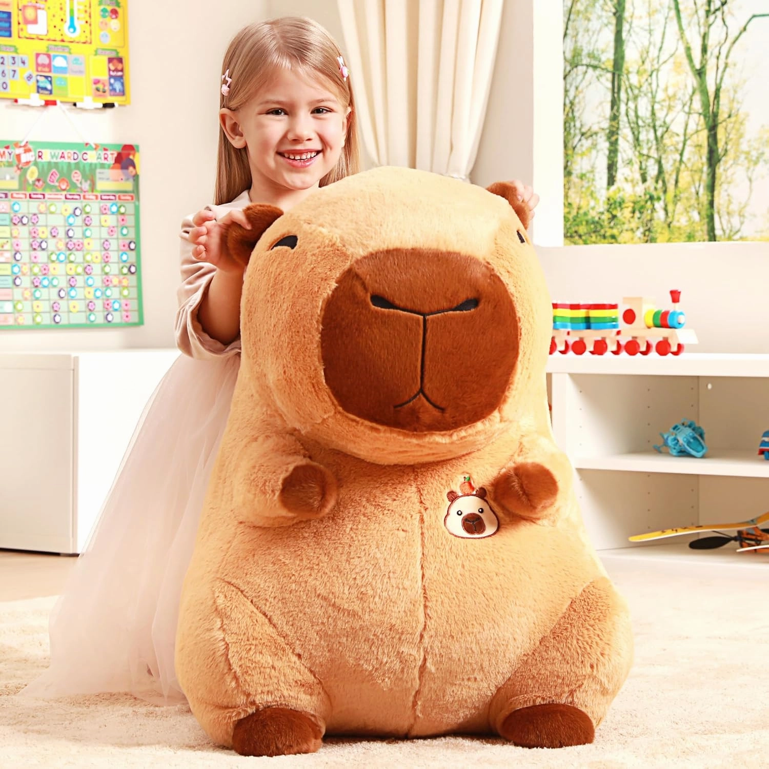 IKASA Giant Capybara Stuffed Animal Plush Toy,Big Large Jumbo Soft Toys,24" Cute Huge Size Fluffy Plushy Fat Plushie,Gifts for Kids