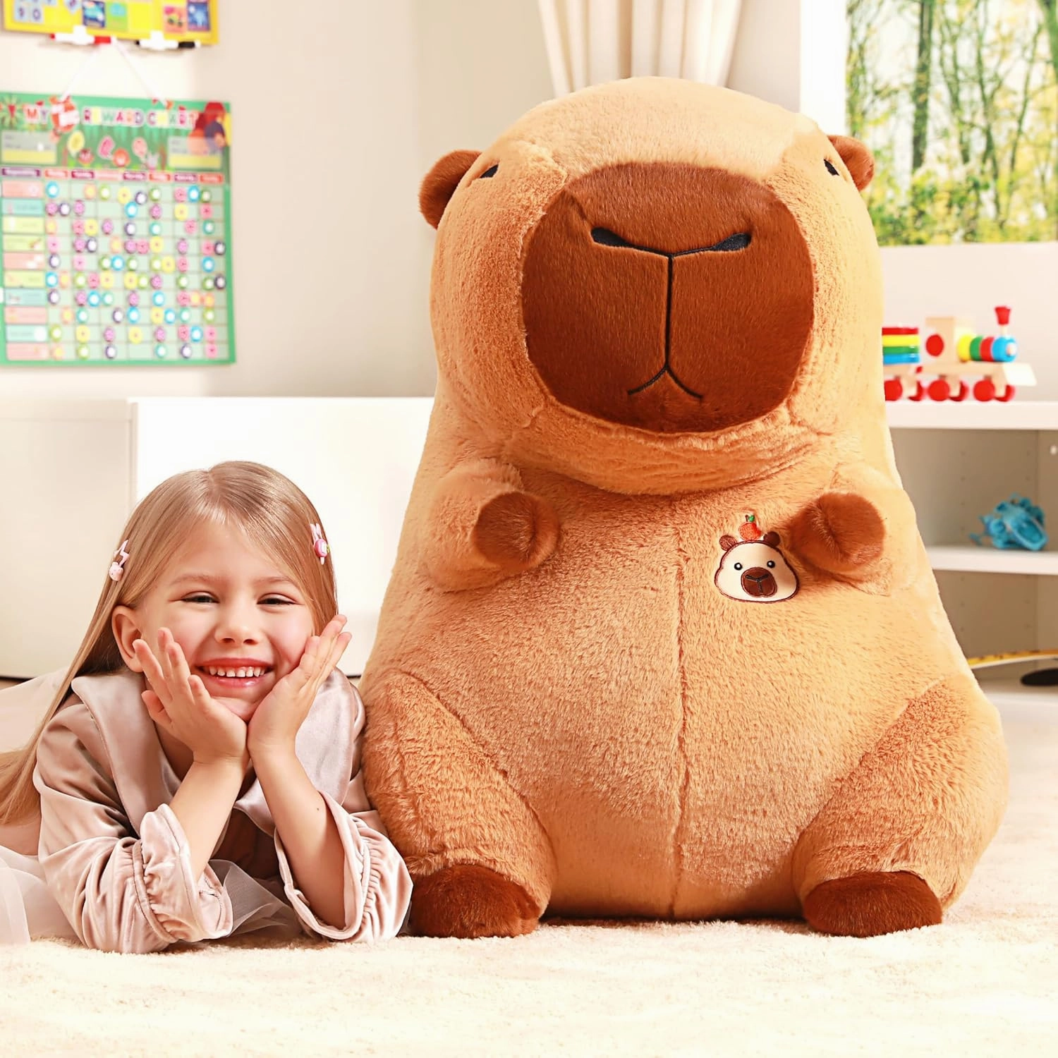 IKASA Giant Capybara Stuffed Animal Plush Toy,Big Large Jumbo Soft Toys,24" Cute Huge Size Fluffy Plushy Fat Plushie,Gifts for Kids