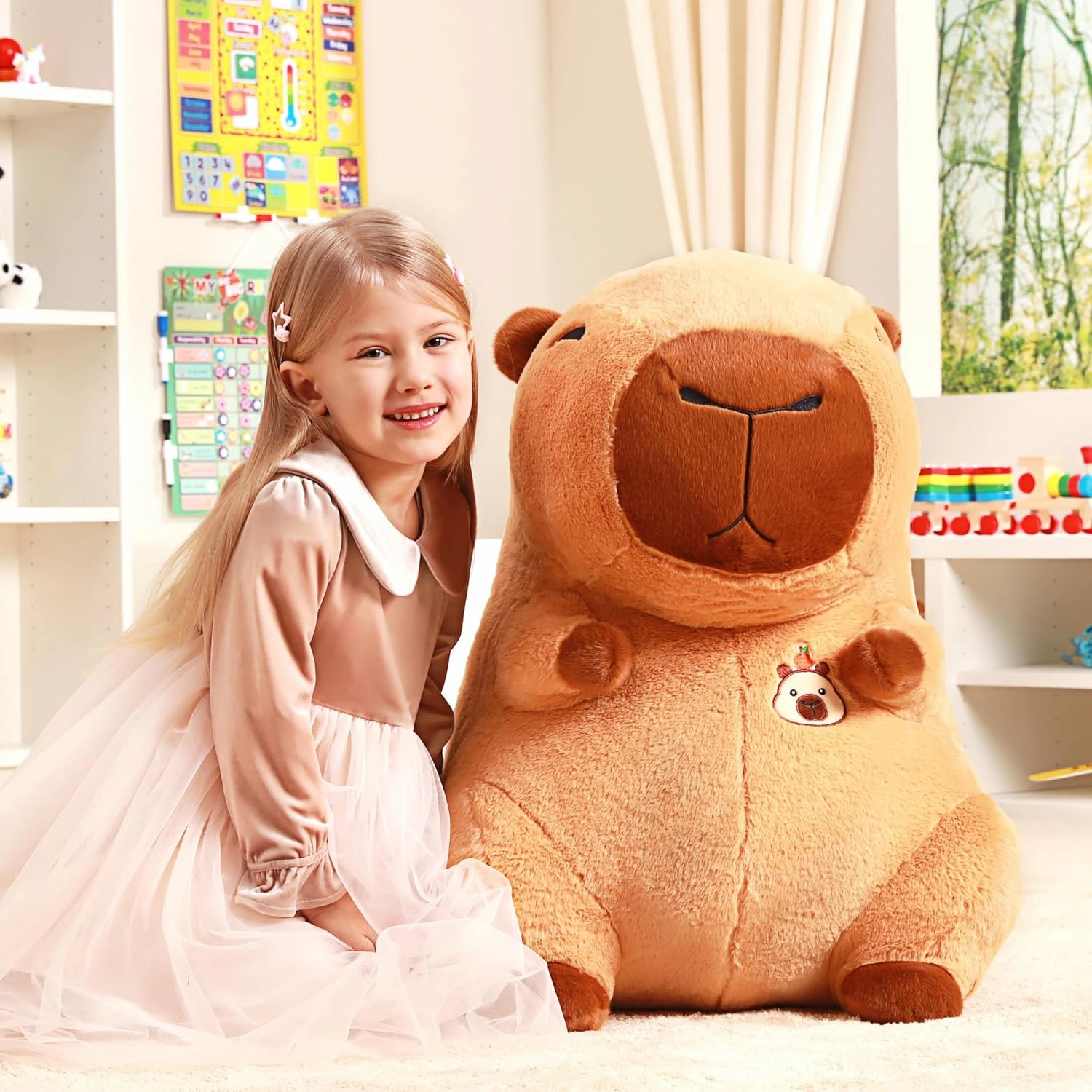 IKASA Giant Capybara Stuffed Animal Plush Toy,Big Large Jumbo Soft Toys,24" Cute Huge Size Fluffy Plushy Fat Plushie,Gifts for Kids