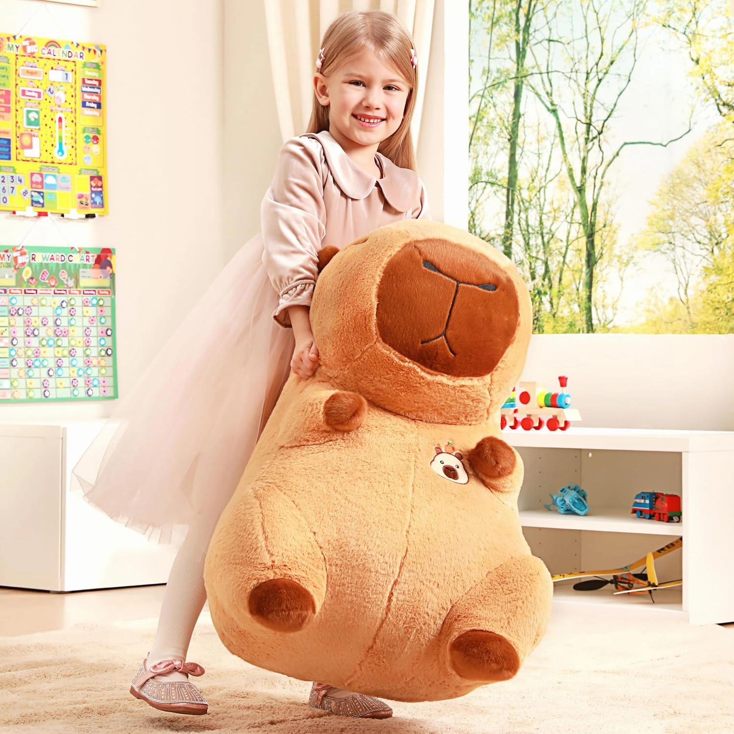 IKASA Giant Capybara Stuffed Animal Plush Toy,Big Large Jumbo Soft Toys,24" Cute Huge Size Fluffy Plushy Fat Plushie,Gifts for Kids
