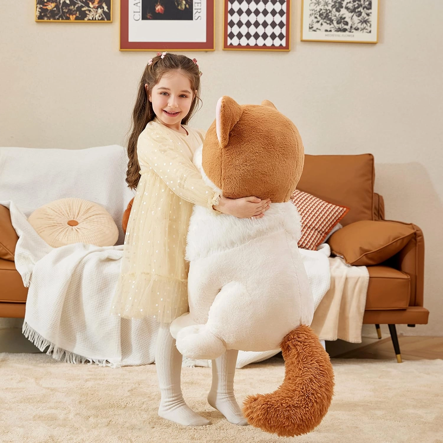 IKASA Giant Ragdoll Cat Stuffed Animal Plush Toy,Large Big Jumbo Soft Toys,23" Huge Size Cute Fluffy Plushy Fat Oversized Plushie,Gifts for Kids Girls Boys (23 inches, White)