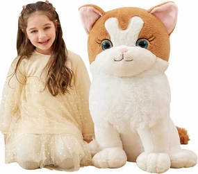 IKASA Giant Ragdoll Cat Stuffed Animal Plush Toy,Large Big Jumbo Soft Toys,23" Huge Size Cute Fluffy Plushy Fat Oversized Plushie,Gifts for Kids Girls Boys (23 inches, White)