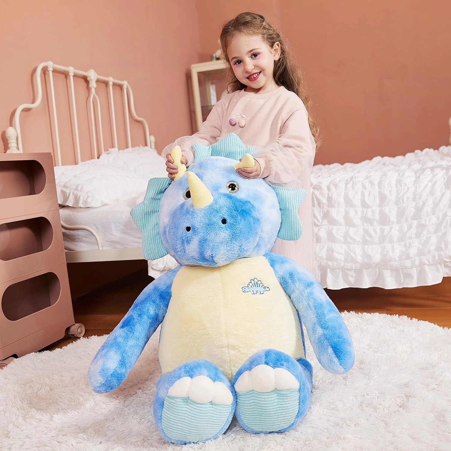 IKASA Giant Triceratops Stuffed Animal Plush Toy,30" Large Dinosaur Big Jumbo Soft Toys, Huge Size Cute Fluffy Plushy Fat Plushie,Gifts for Kids