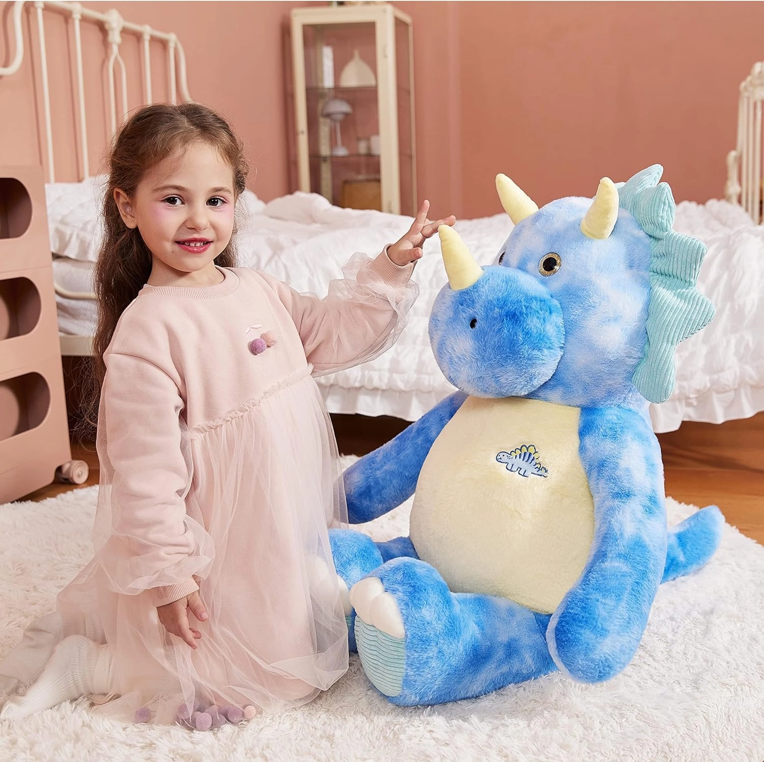 IKASA Giant Triceratops Stuffed Animal Plush Toy,30" Large Dinosaur Big Jumbo Soft Toys, Huge Size Cute Fluffy Plushy Fat Plushie,Gifts for Kids