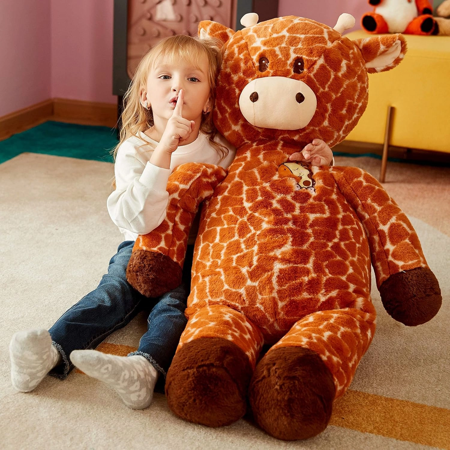 IKASA Large Giraffe Stuffed Animal Plush Toy,Giant Cute Jumbo Soft Toys,Huge Big Size Fluffy Fat Plushie,Gifts for Kids (Brown, 30 inches)