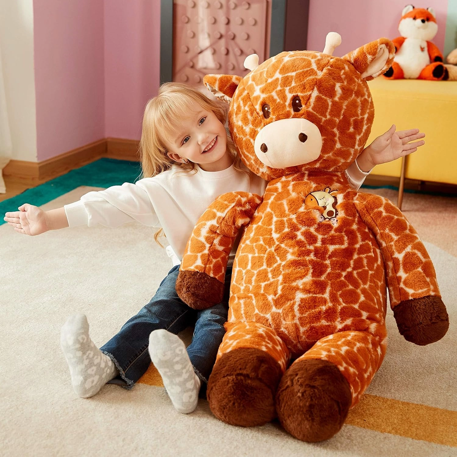 IKASA Large Giraffe Stuffed Animal Plush Toy,Giant Cute Jumbo Soft Toys,Huge Big Size Fluffy Fat Plushie,Gifts for Kids (Brown, 30 inches)