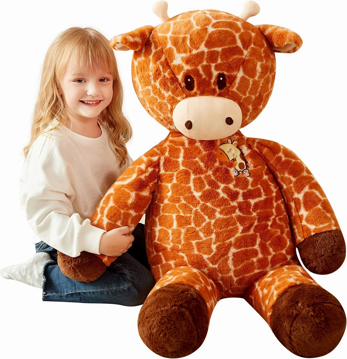 IKASA Large Giraffe Stuffed Animal Plush Toy,Giant Cute Jumbo Soft Toys,Huge Big Size Fluffy Fat Plushie,Gifts for Kids (Brown, 30 inches)