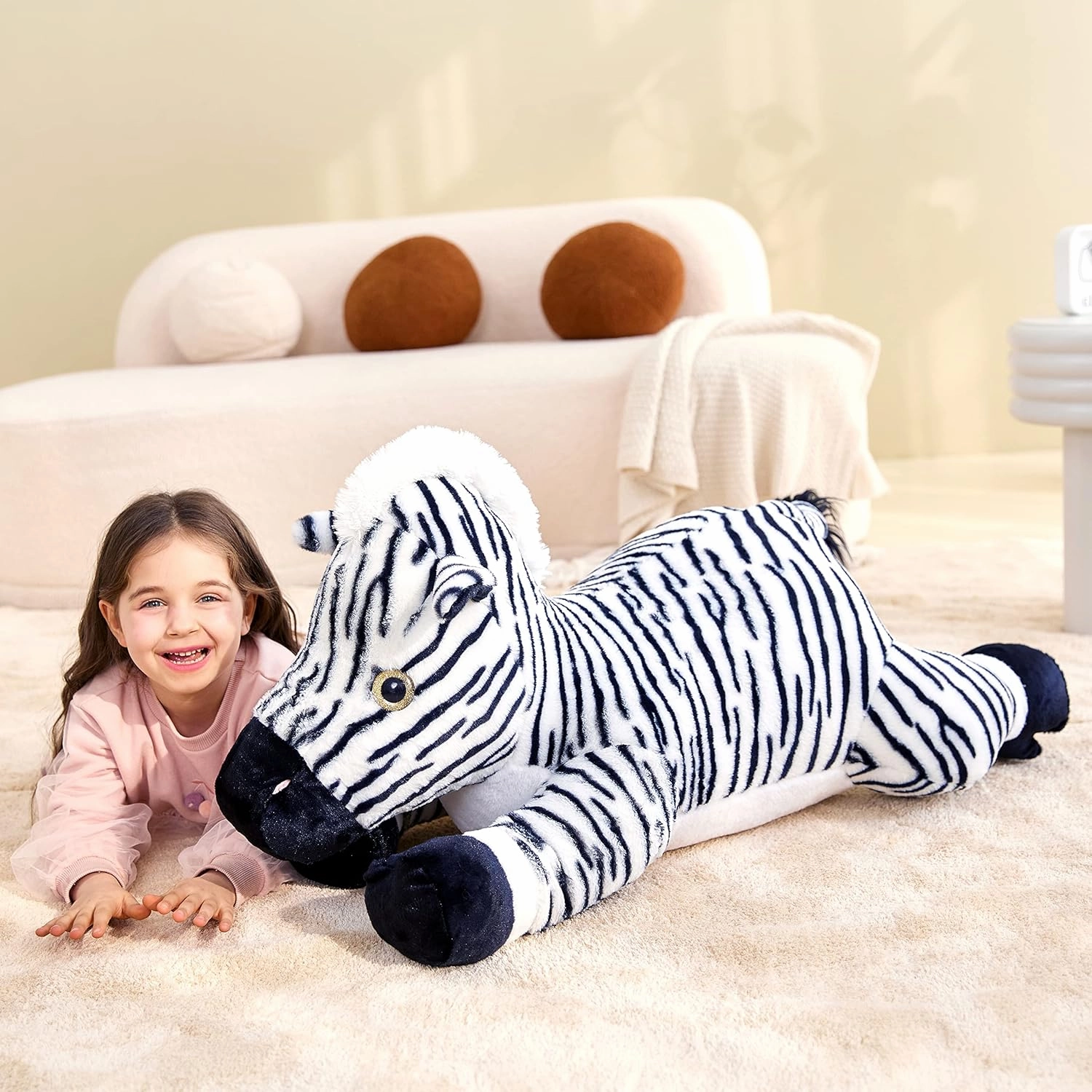 IKASA Large Zebra Stuffed Animal Plush Toy,30" Giant Zebra Cute Jumbo Soft Toys,Huge Big Size Plushy Fluffy Fat Oversized Plushie,Gifts for Kids