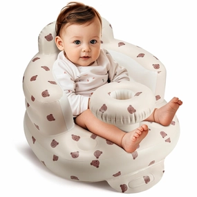 Inflatable Baby Seat for 3-36 Months, Back Support, Built-in Air Pump, Learning to Sit, Blow Up Floor Seat with Tray