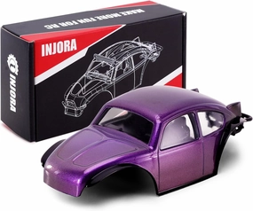 INJORA BUG24 Body with Roll Cage for 1/24 Axial SCX24 C10 JLU Bronco Base Camp Upgrade(Purple)