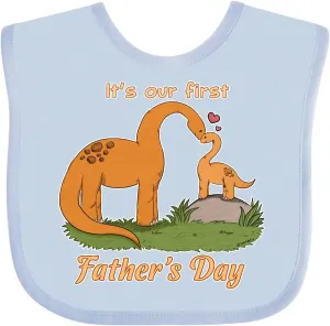 inktastic It's Our 1st Father's Day Brontosaurus Family Baby Bib
