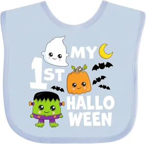 inktastic My 1st Halloween with Ghost Monster and Pumpkin Baby Bib