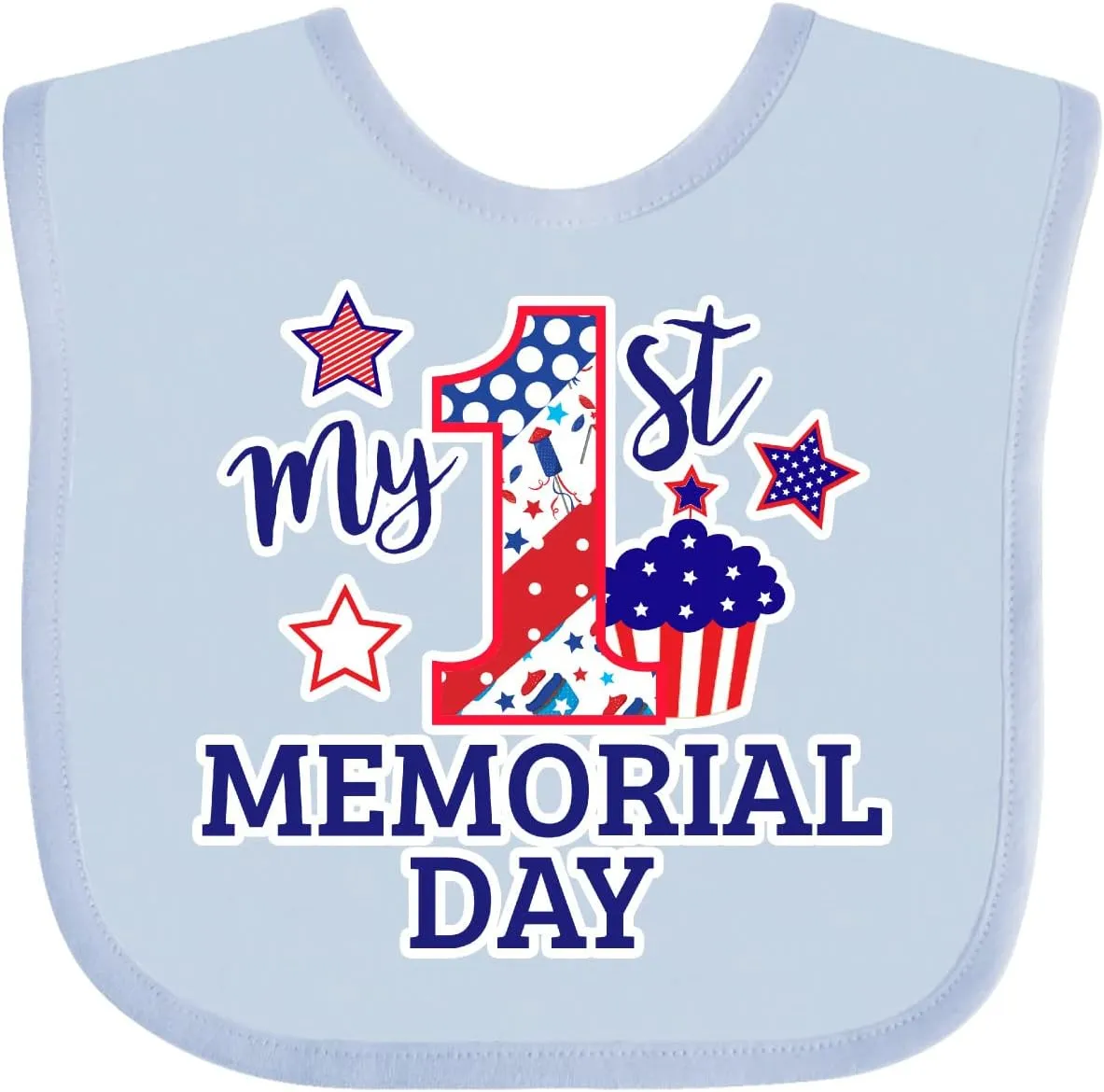 inktastic My 1st Memorial Day with Cupcake and Stars Baby Bib
