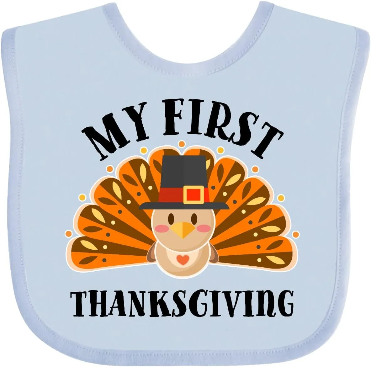 inktastic My First Thanksgiving Cute Turkey Pilgrim Hat Baby Bib
