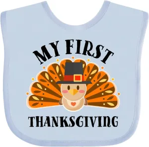 inktastic My First Thanksgiving Cute Turkey Pilgrim Hat Baby Bib