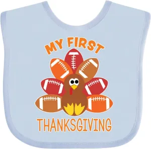 inktastic My First Thanksgiving with Football Turkey Baby Bib