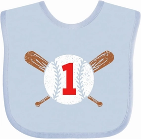 inktastic First Birthday Weathered Baseball Design with Bats Baby Bib