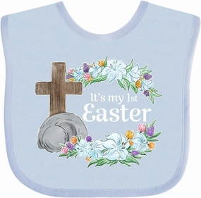 inktastic It's My 1st Easter with Cross and Flowers Baby Bib