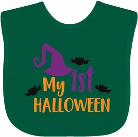 inktastic My First Halloween, Witch Hat, Pointy Hat, Bats Baby Bib
