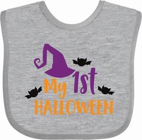 inktastic My First Halloween, Witch Hat, Pointy Hat, Bats Baby Bib