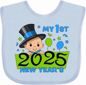 inktastic My First New Year- 2025- Baby Boy in Top Hat Baby Bib