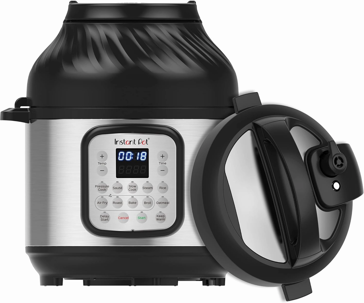 Instant Pot Duo Crisp 9-in-1 Electric Pressure Cooker and Air Fryer Combo with Stainless Steel Pot, Pressure Cook, Slow Cook, Air Fry, Roast, Steam, Sauté, Bake, Broil and Keep Warm