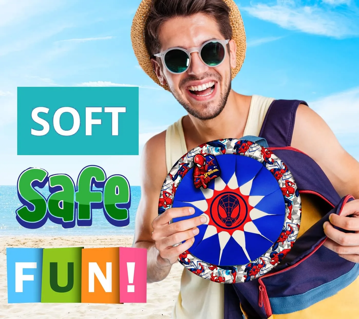JA-RU Marvel Soft & Safe Frisbee Throwing Disc 12" (3 Assorted) Spiderman Hulk & Iron Man Flying Discs for Kids Boy Toys. Fidget Beach Pool Outdoor Outside Toys Family Game ABC-6827-3s