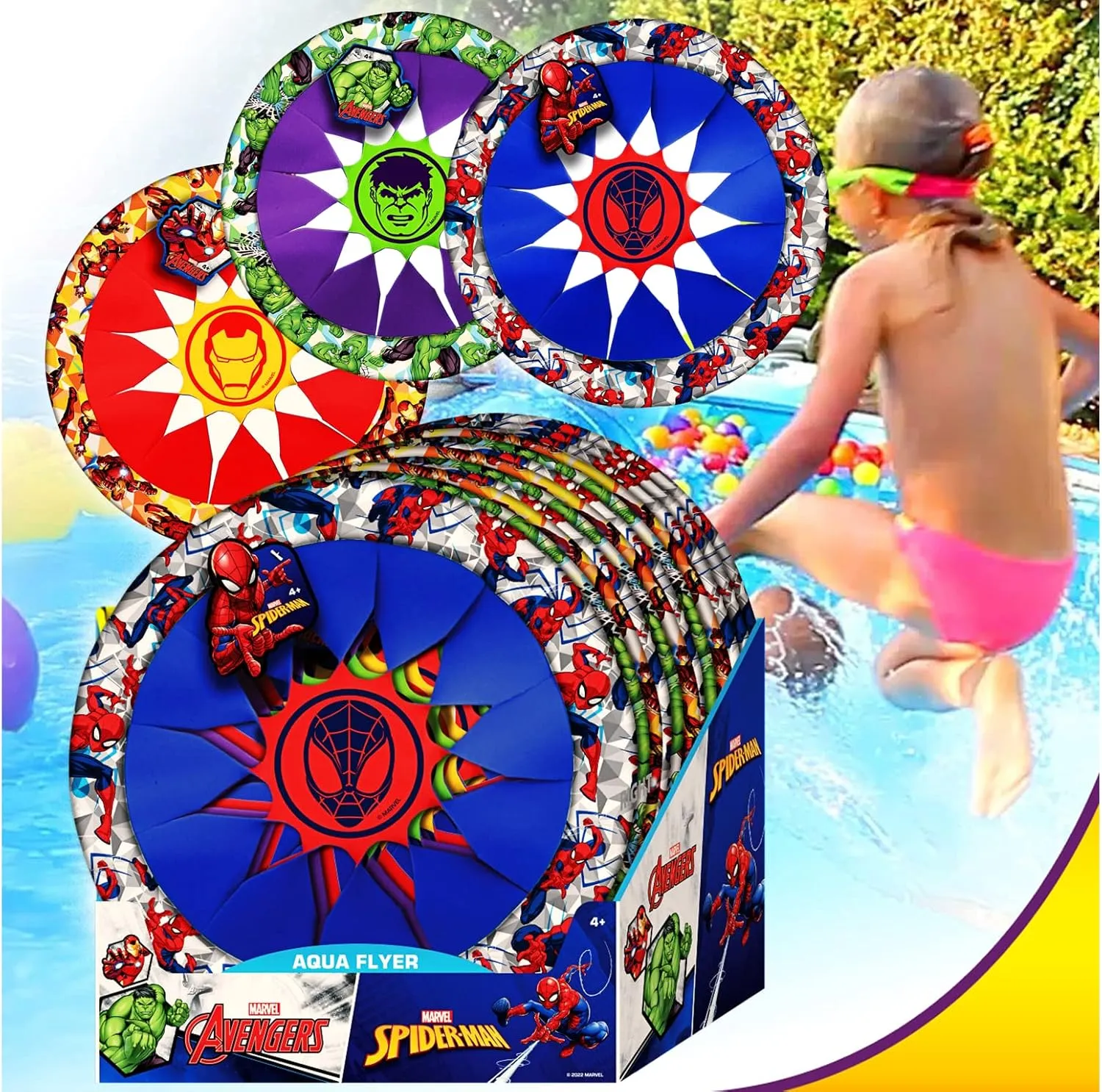 JA-RU Marvel Soft & Safe Frisbee Throwing Disc 12" (3 Assorted) Spiderman Hulk & Iron Man Flying Discs for Kids Boy Toys. Fidget Beach Pool Outdoor Outside Toys Family Game ABC-6827-3s