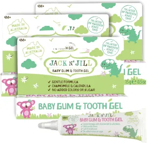 Jack N' Jill Baby Gum and Tooth Gel - Natural Teething Relief, Gentle Formula with Chamomile and Calendula, No Added Sugars or Colors, Suitable for 4 Months and Up - 15g (3 Pack)