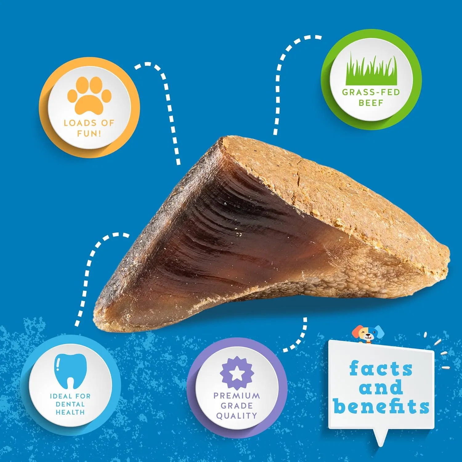 Jack&Pup Filled Cow Hooves for Dogs (Variety Pack) Cow Hoofs for Dogs | Natural Dog Chews, Filled Dog Bones (Bacon and Cheese, Peanut Butter, Bully Stick Flavors)