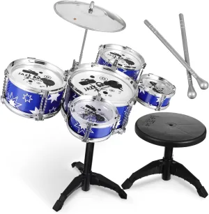 Jazz Drum Drum Set with Stool Educational Musical Instrument Playset for Ages for Boys