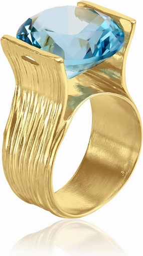 JEAN RACHEL JEWELRY 14K Gold Plated Sterling Silver Ring with 11.75 TCW Cubic Zirconia - Textured Band Vintage Design - Hypoallergenic, Lead & Nickel Free Jewelry Statement Rings for Women