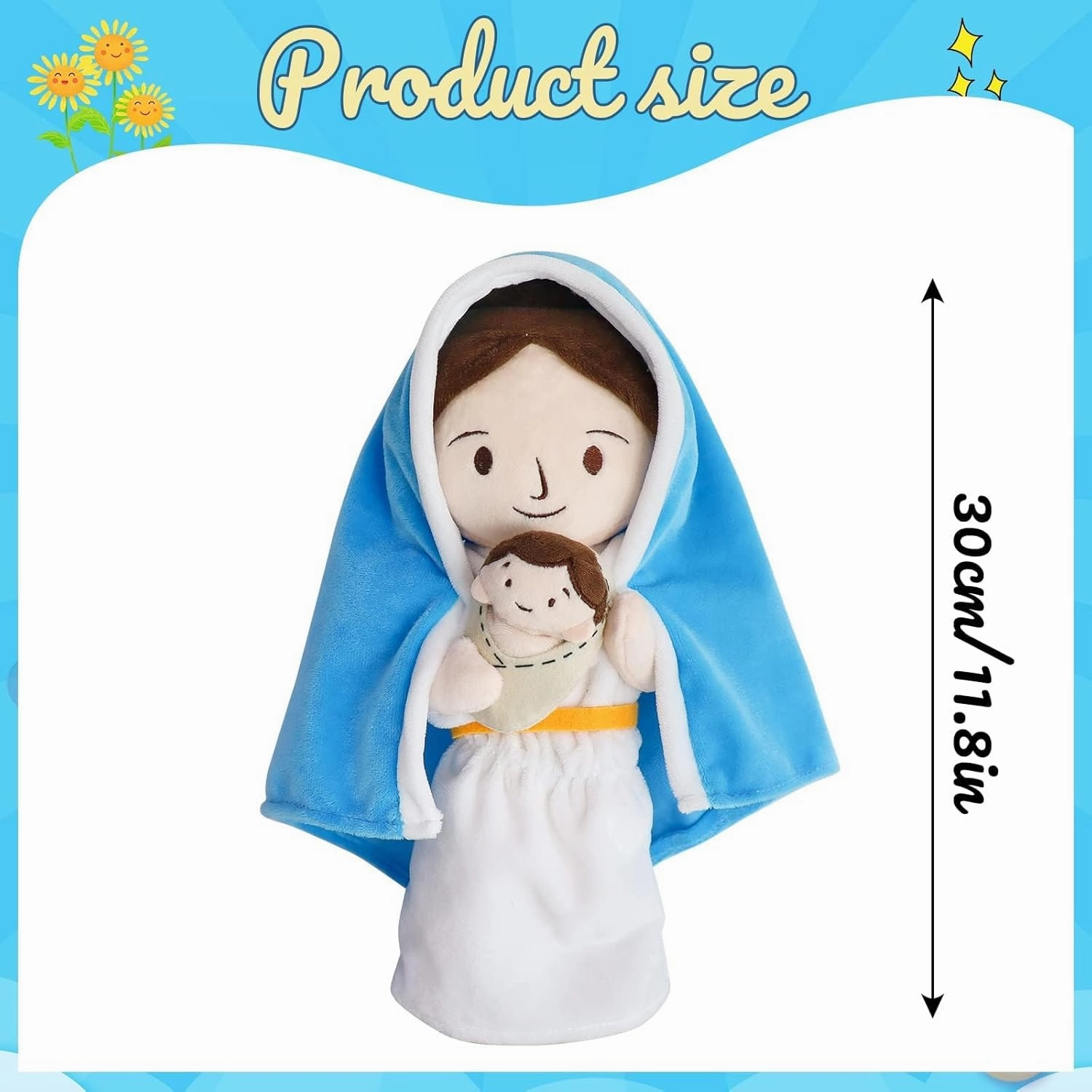 Jesus Plush Doll Guardian Angel Stuffed Animal with Wings Baptism plushie Toy Gifts for Kids for Christening Religious Easter