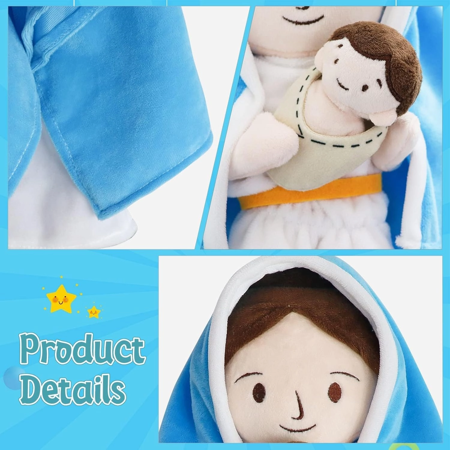 Jesus Plush Doll Guardian Angel Stuffed Animal with Wings Baptism plushie Toy Gifts for Kids for Christening Religious Easter