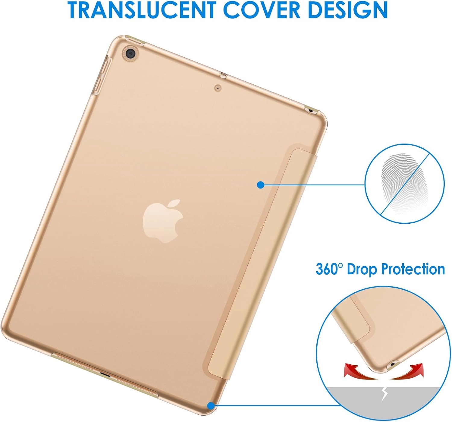 JETech Case for iPad (9.7-Inch, 2018/2017 Model, 6th/5th Generation), Smart Cover Auto Wake/Sleep (Beige)