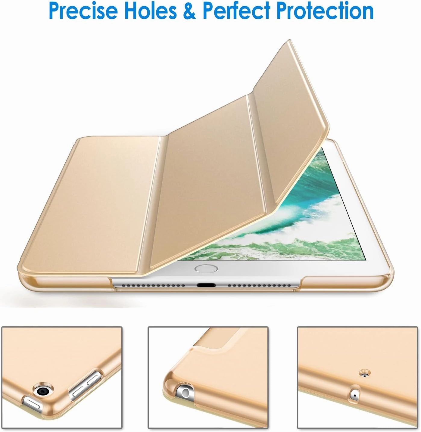 JETech Case for iPad (9.7-Inch, 2018/2017 Model, 6th/5th Generation), Smart Cover Auto Wake/Sleep (Beige)