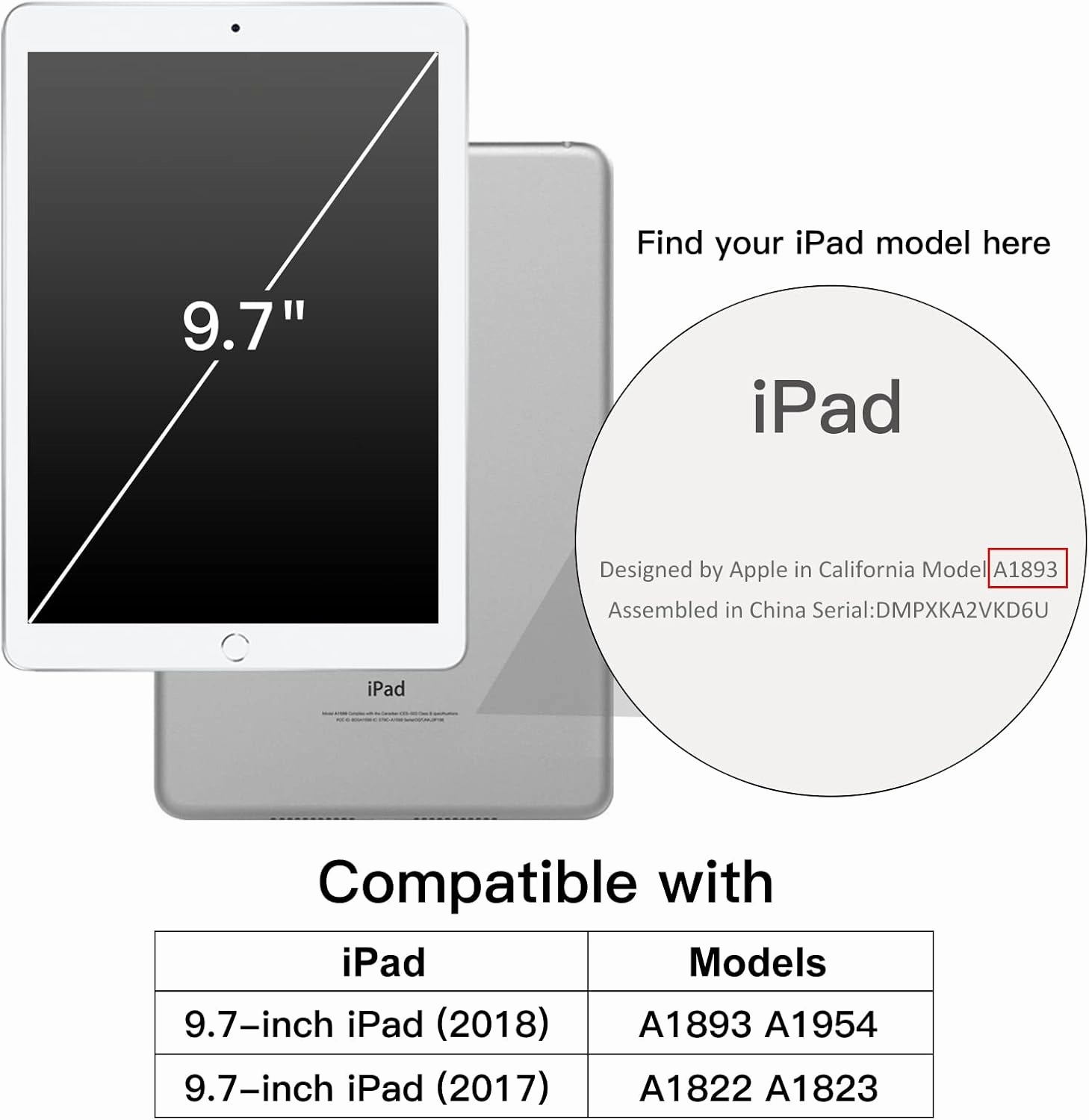 JETech Case for iPad (9.7-Inch, 2018/2017 Model, 6th/5th Generation), Smart Cover Auto Wake/Sleep (Beige)