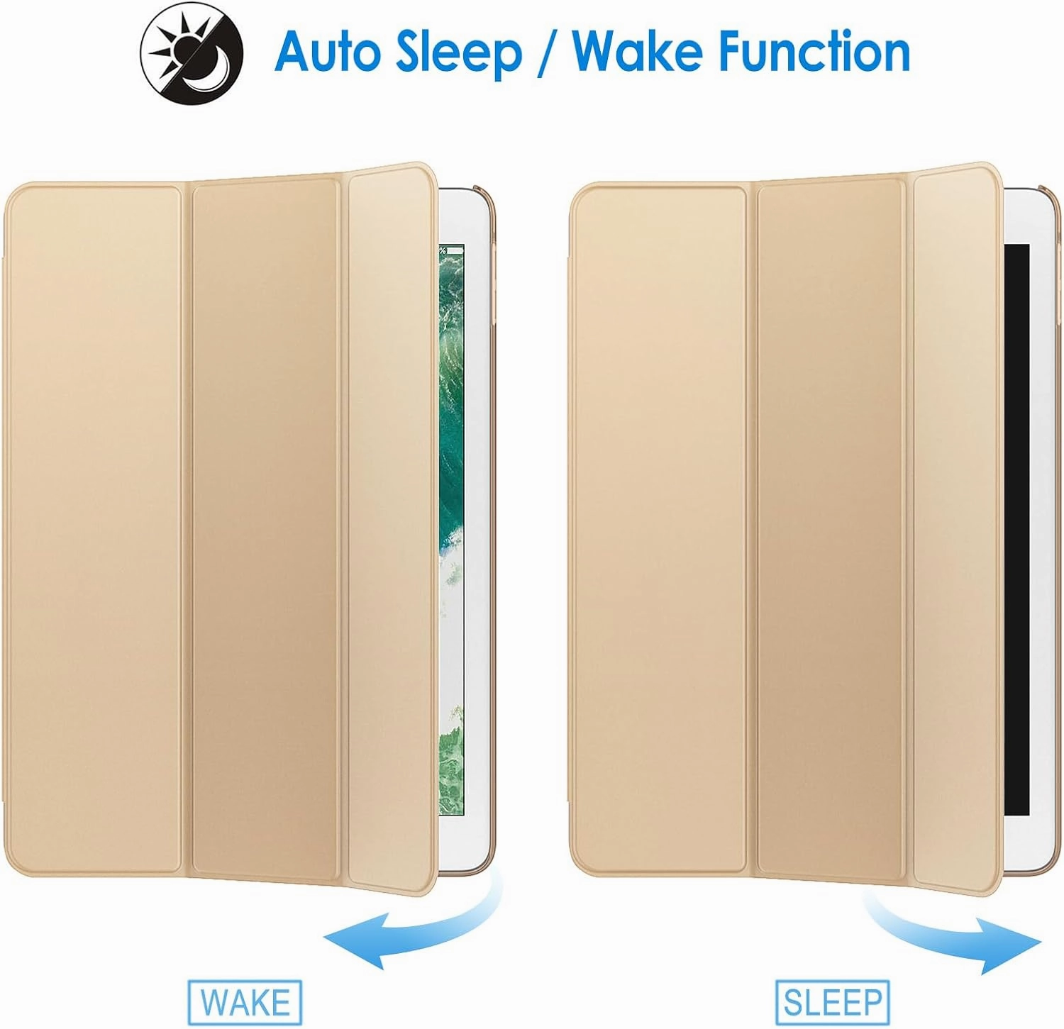 JETech Case for iPad (9.7-Inch, 2018/2017 Model, 6th/5th Generation), Smart Cover Auto Wake/Sleep (Beige)